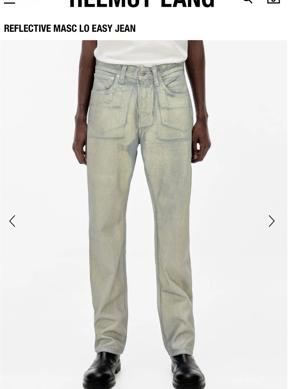 Helmut Lang Light Grey Reflective Straight Jeans